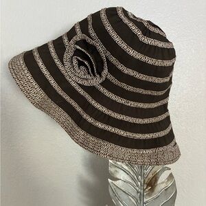 Milani Brown and Tan Striped Women's Hat